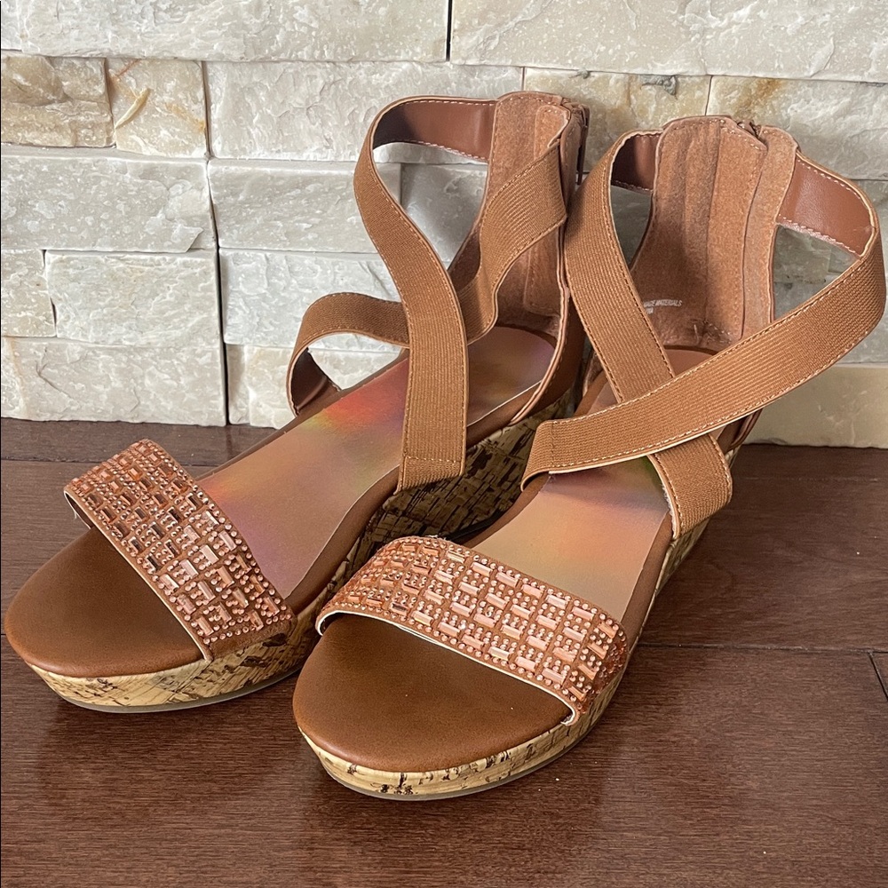 Justice Tan Wedge Sandals